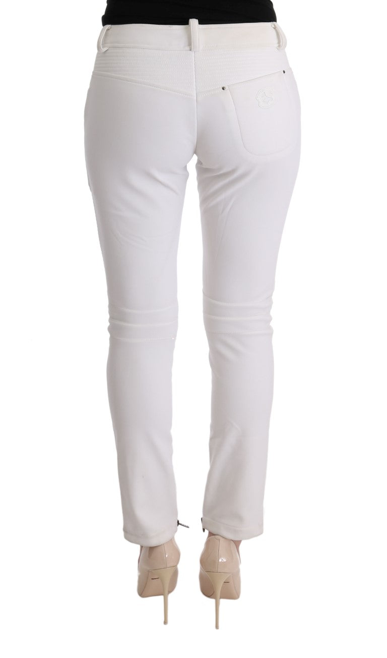 Ermanno Scervino White Cotton Slim Fit Casual Pants Ermanno Scervino