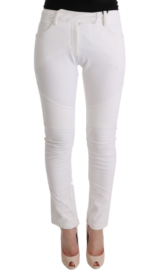 Ermanno Scervino White Cotton Slim Fit Casual Pants Ermanno Scervino