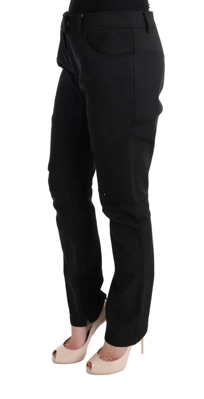 Ermanno Scervino Black Cotton Slim Fit Casual Pants Ermanno Scervino