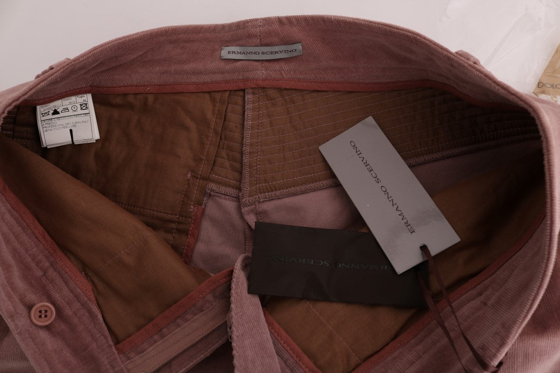 Ermanno Scervino Pink Velvet Cropped Casual Pants Ermanno Scervino