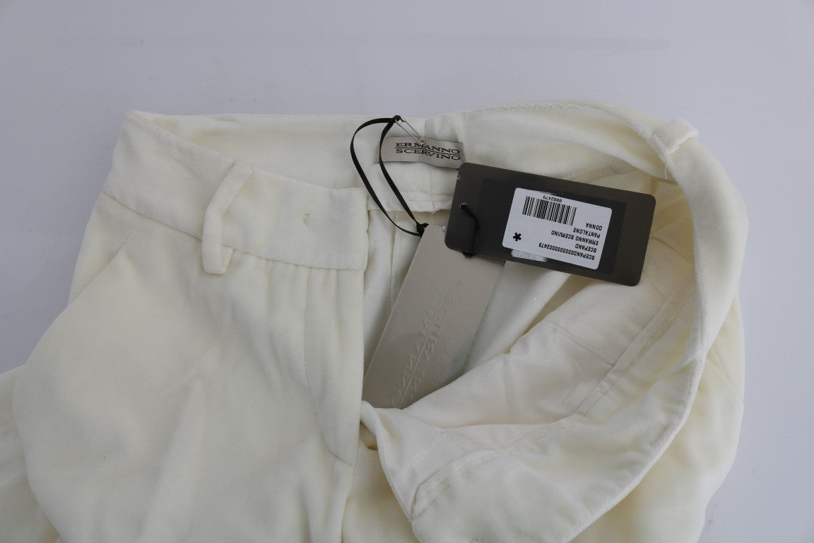 Ermanno Scervino White Cotton Regular Fit Casual Pants Ermanno Scervino