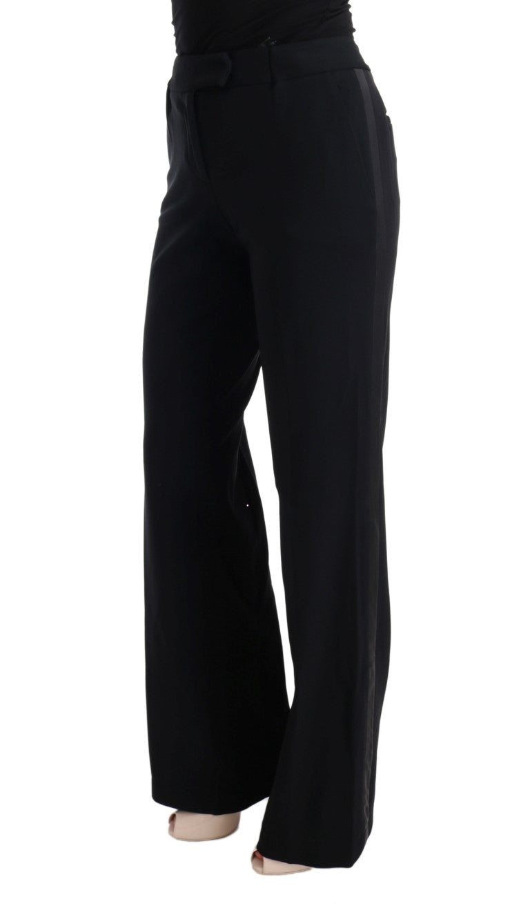 Ermanno Scervino Black Viscose Flare Bootcut Pants Ermanno Scervino