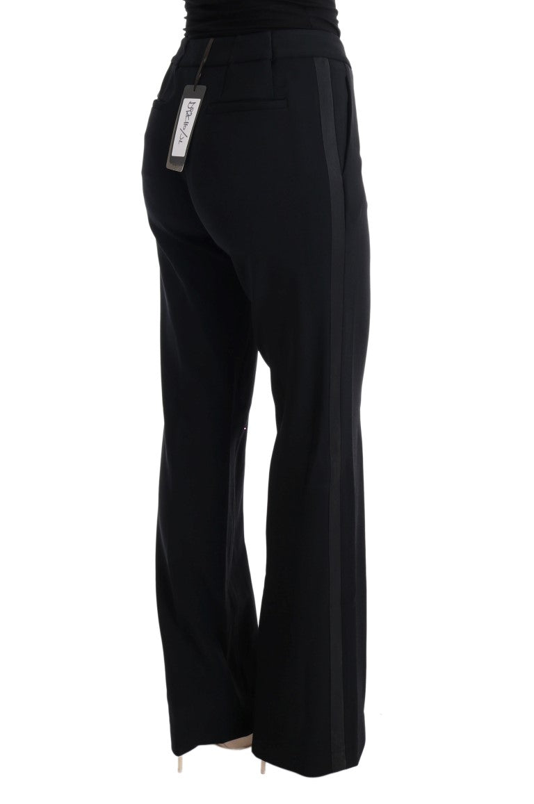 Ermanno Scervino Black Viscose Flare Bootcut Pants Ermanno Scervino
