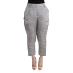 Ermanno Scervino Gray Silk Cropped Casual Pants