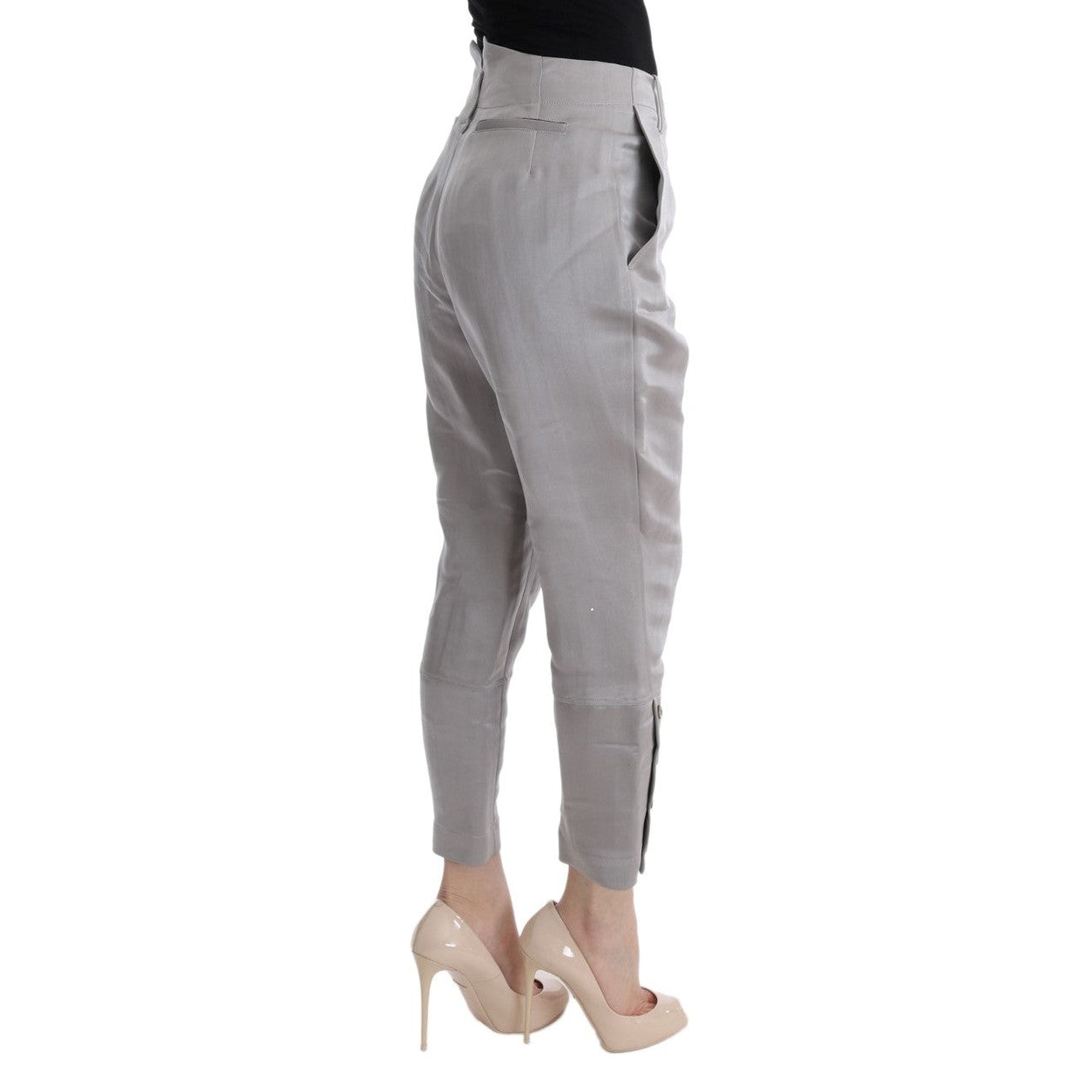 Ermanno Scervino Gray Silk Cropped Casual Pants Ermanno Scervino