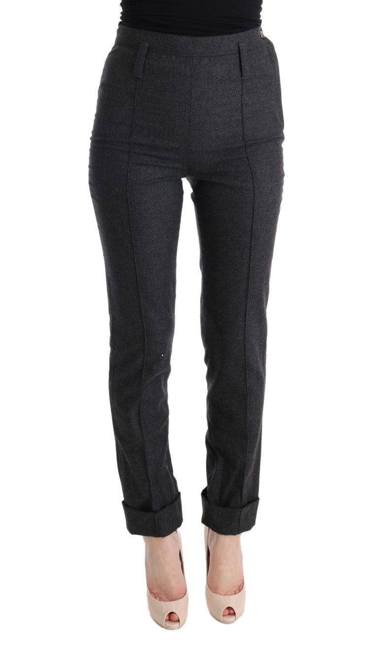 Ermanno Scervino Gray Virgin Wool Skinny Casual Pants Ermanno Scervino