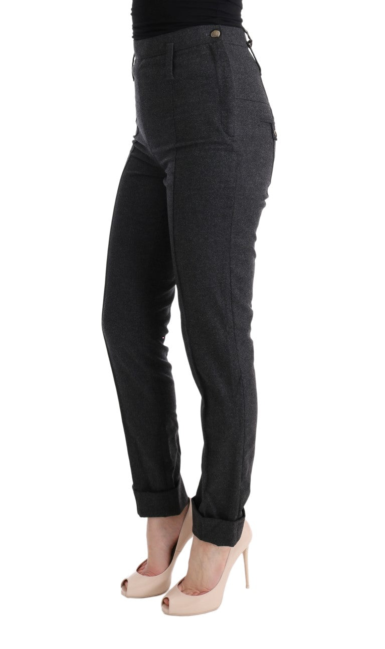 Ermanno Scervino Gray Virgin Wool Skinny Casual Pants Ermanno Scervino