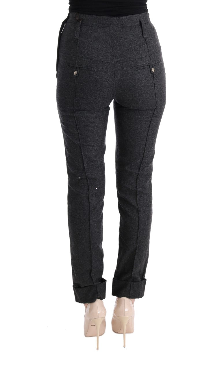 Ermanno Scervino Gray Virgin Wool Skinny Casual Pants Ermanno Scervino