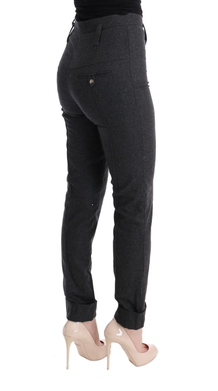 Ermanno Scervino Gray Virgin Wool Skinny Casual Pants Ermanno Scervino