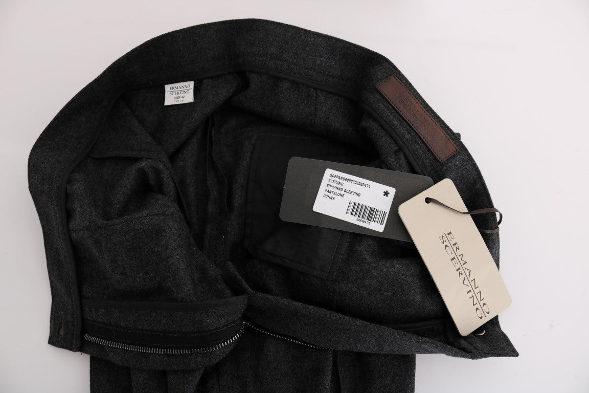 Ermanno Scervino Gray Virgin Wool Skinny Casual Pants Ermanno Scervino