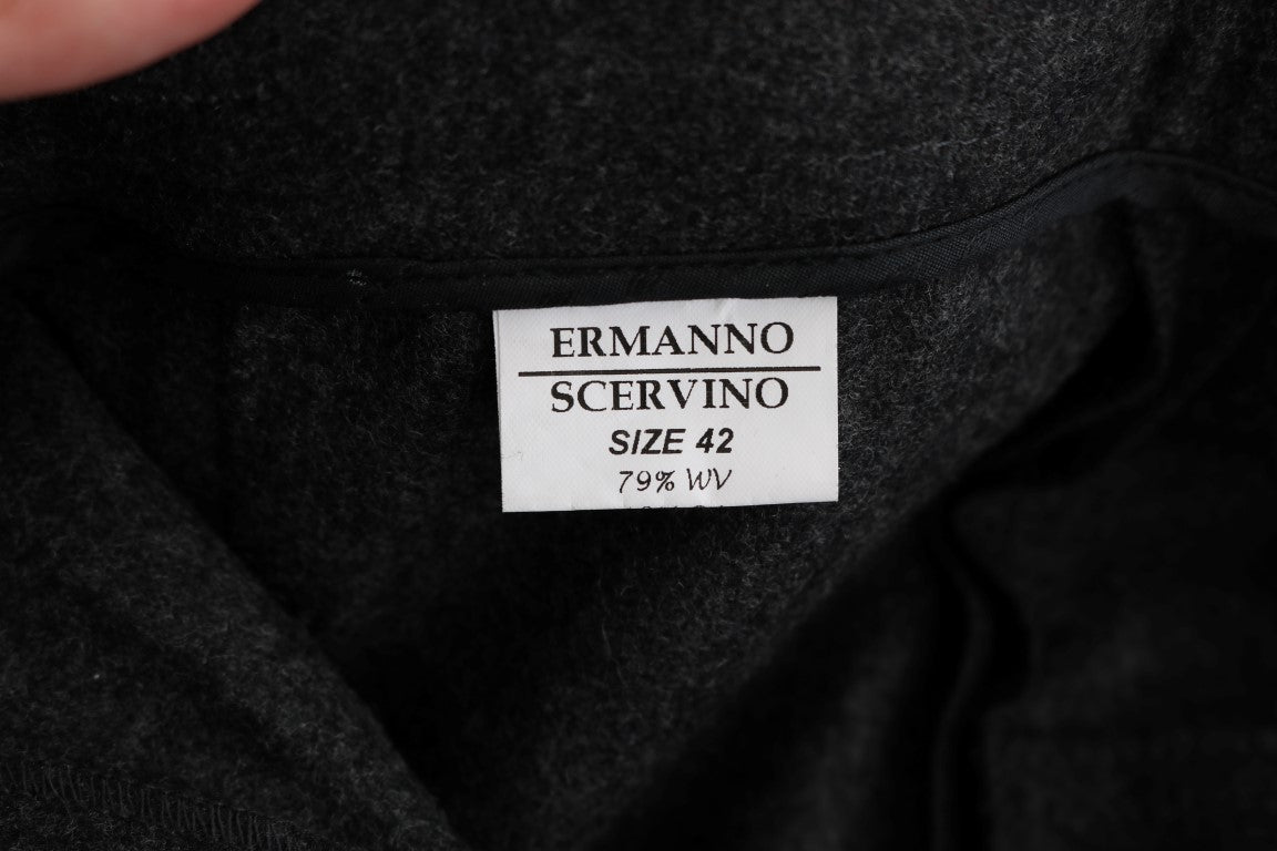 Ermanno Scervino Gray Virgin Wool Skinny Casual Pants Ermanno Scervino