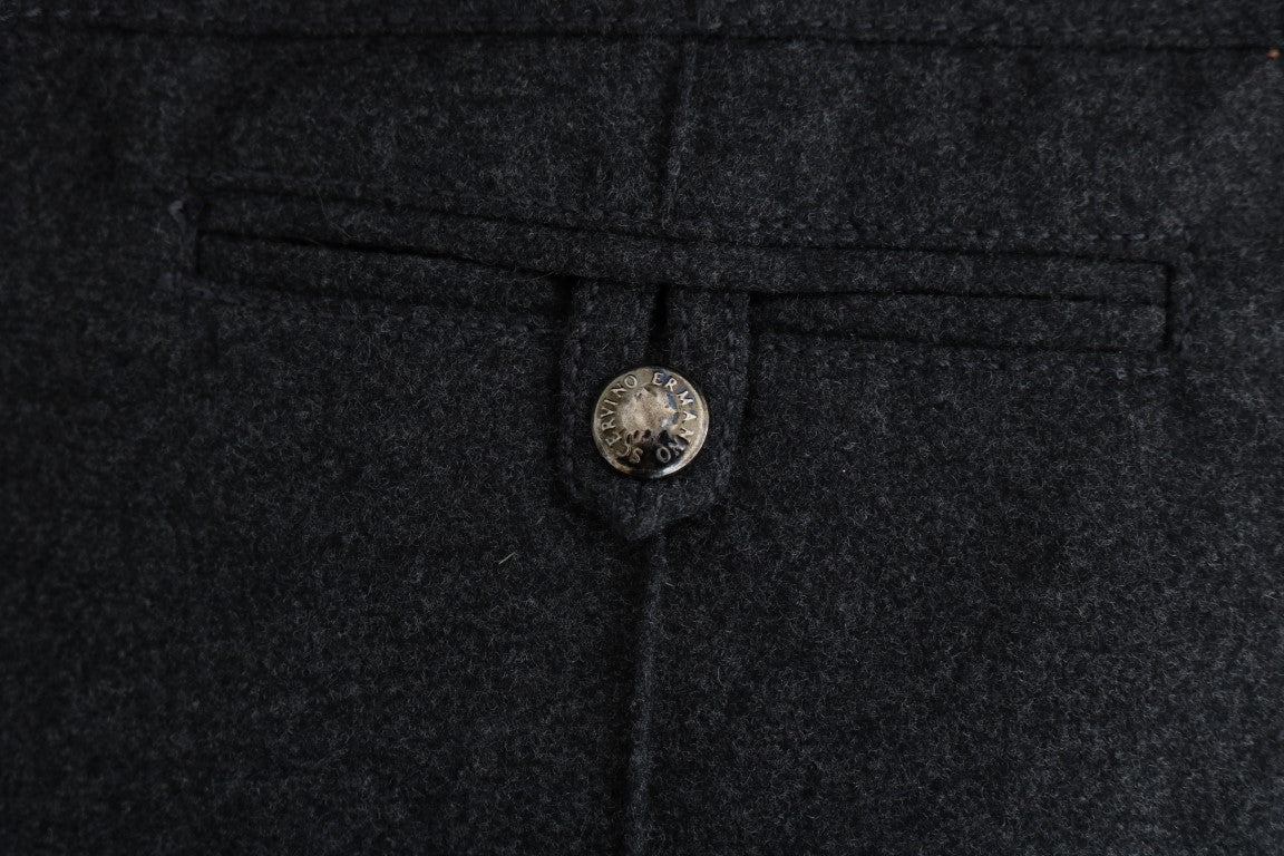 Ermanno Scervino Gray Virgin Wool Skinny Casual Pants Ermanno Scervino