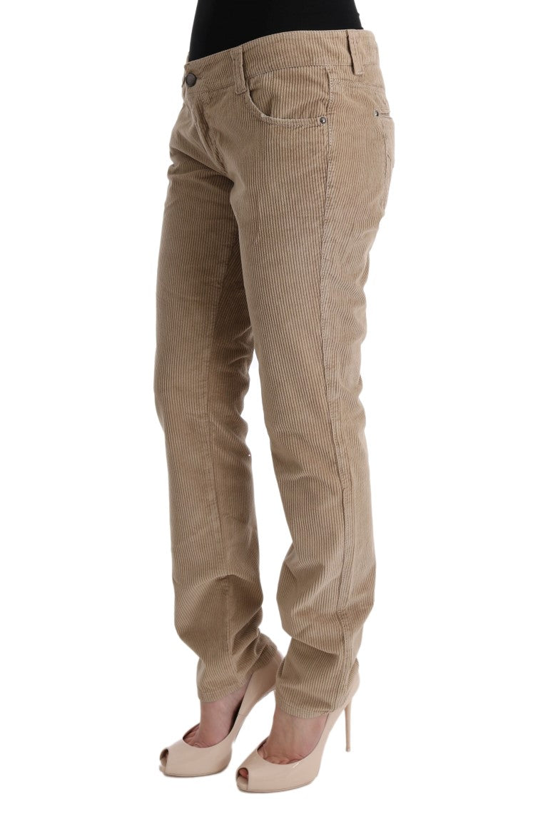 Ermanno Scervino Beige Cotton Velvet Regular Fit Pants Ermanno Scervino
