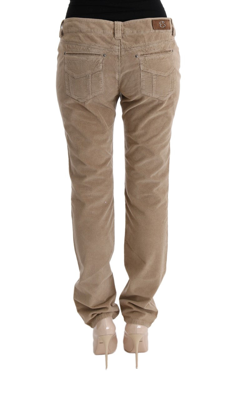 Ermanno Scervino Beige Cotton Velvet Regular Fit Pants Ermanno Scervino