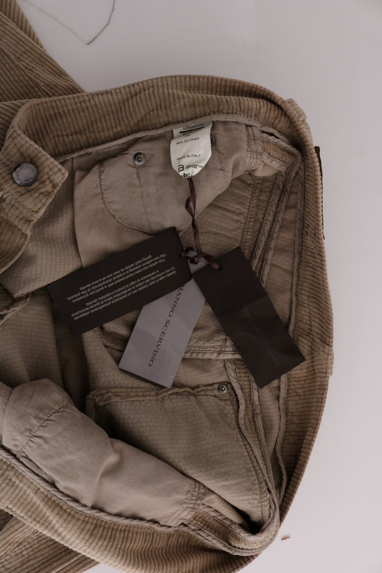 Ermanno Scervino Beige Cotton Velvet Regular Fit Pants Ermanno Scervino
