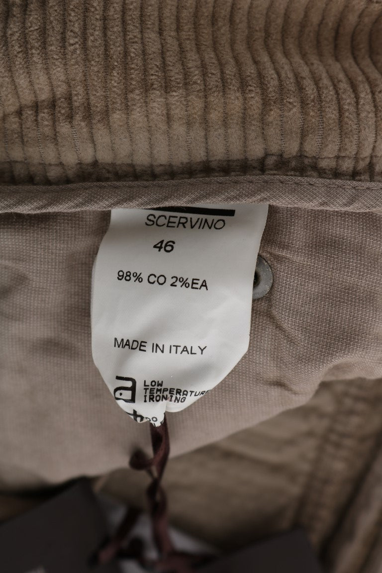 Ermanno Scervino Beige Cotton Velvet Regular Fit Pants Ermanno Scervino