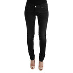 Acht Black Denim Cotton Bottoms Slim Fit Jeans