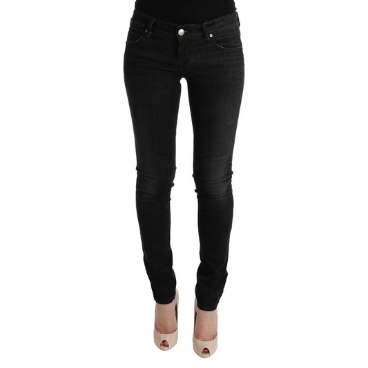 Acht Black Denim Cotton Bottoms Slim Fit Jeans Acht