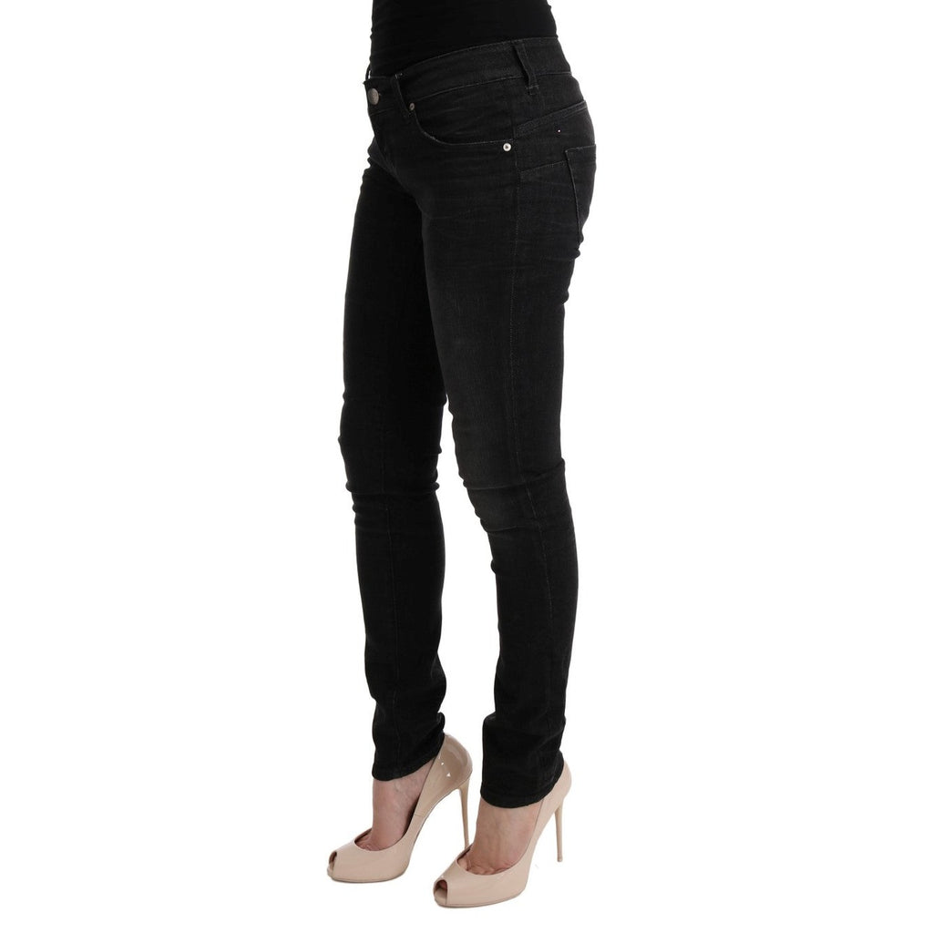 Acht Black Denim Cotton Bottoms Slim Fit Jeans