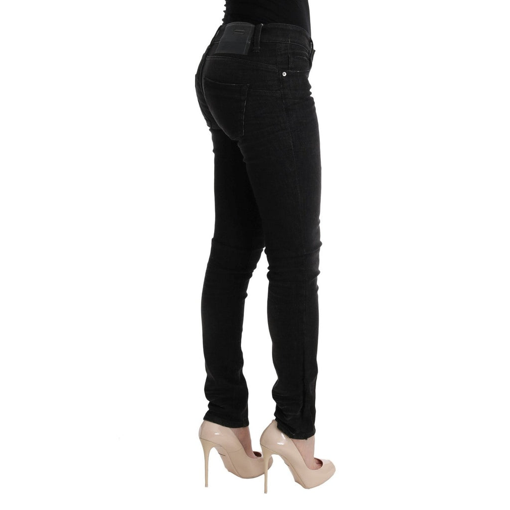 Acht Black Denim Cotton Bottoms Slim Fit Jeans