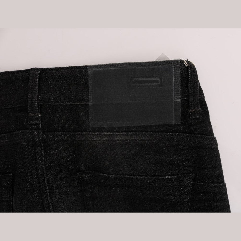 Acht Black Denim Cotton Bottoms Slim Fit Jeans