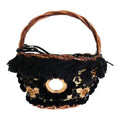 Dolce & Gabbana Beige Straw Snakeskin Pom Pom Crystal AGNESE Bag