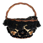 Dolce & Gabbana Beige Straw Snakeskin Pom Pom Crystal AGNESE Bag