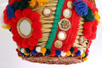 Dolce & Gabbana Multicolor AGNESE Straw Crystal Pom Pom Bag