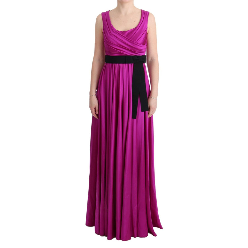 Dolce & Gabbana Pink Silk Stretch Shift Long Dress