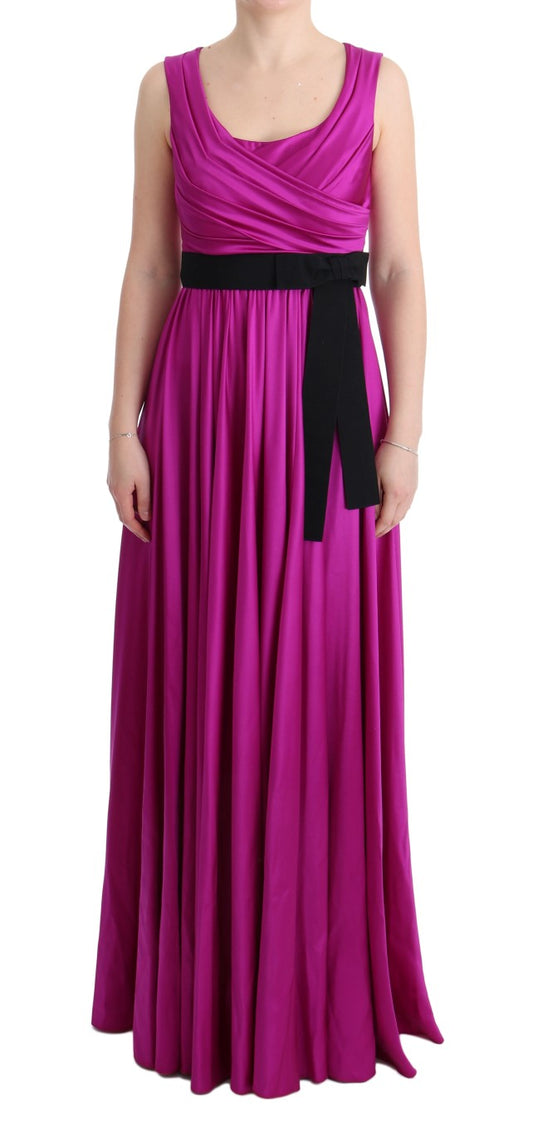 Dolce & Gabbana Pink Silk Stretch Shift Long Dress Dolce & Gabbana