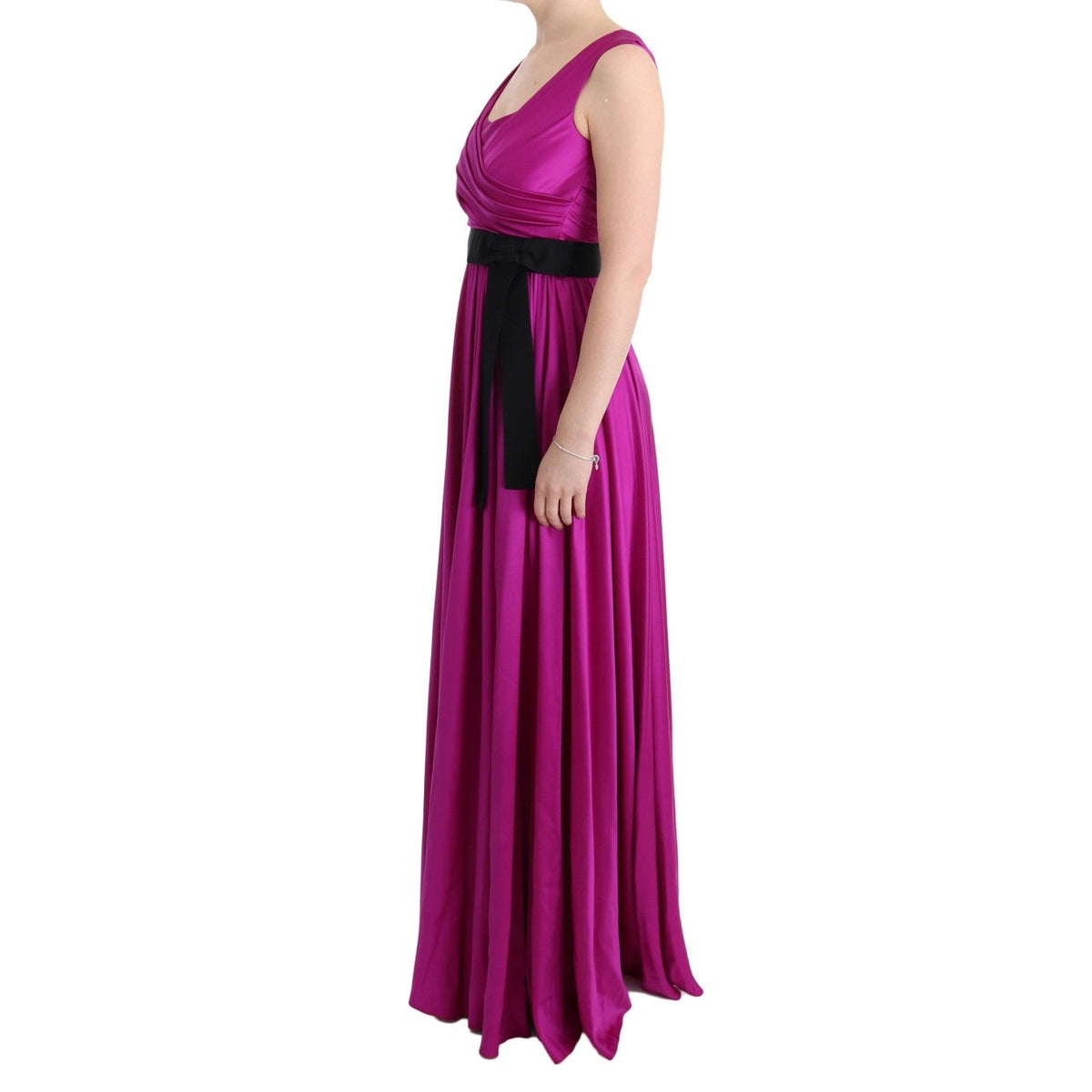 Dolce & Gabbana Pink Silk Stretch Shift Long Dress