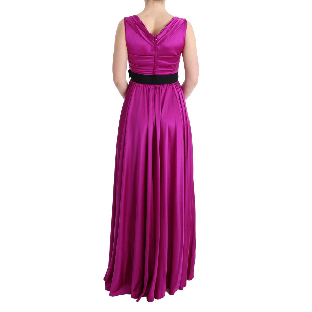 Dolce & Gabbana Pink Silk Stretch Shift Long Dress