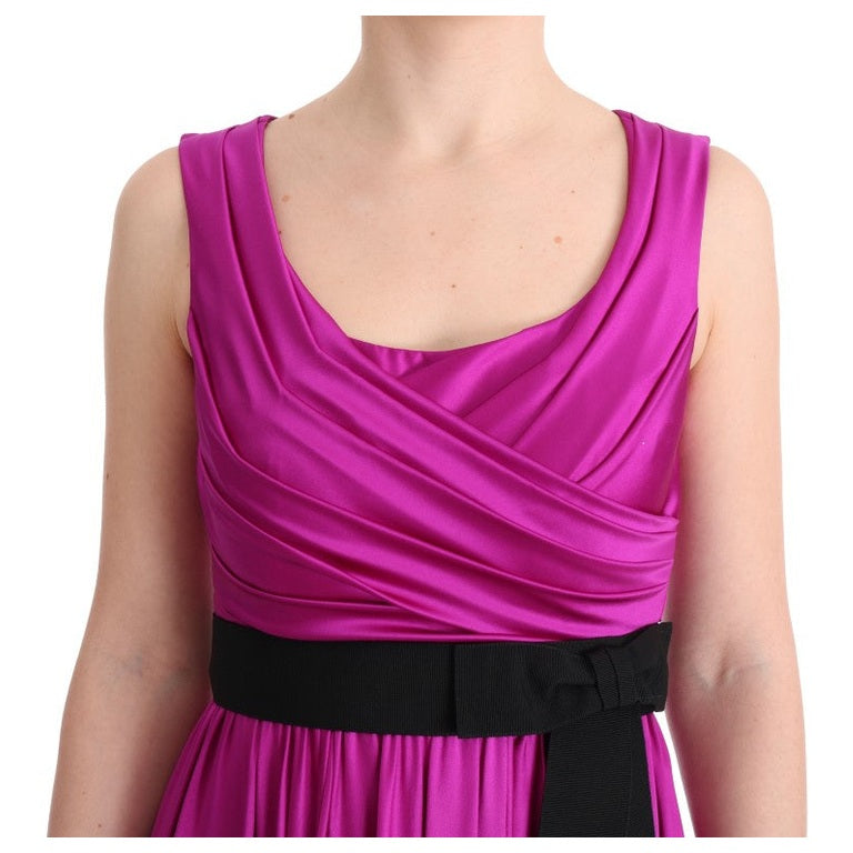 Dolce & Gabbana Pink Silk Stretch Shift Long Dress