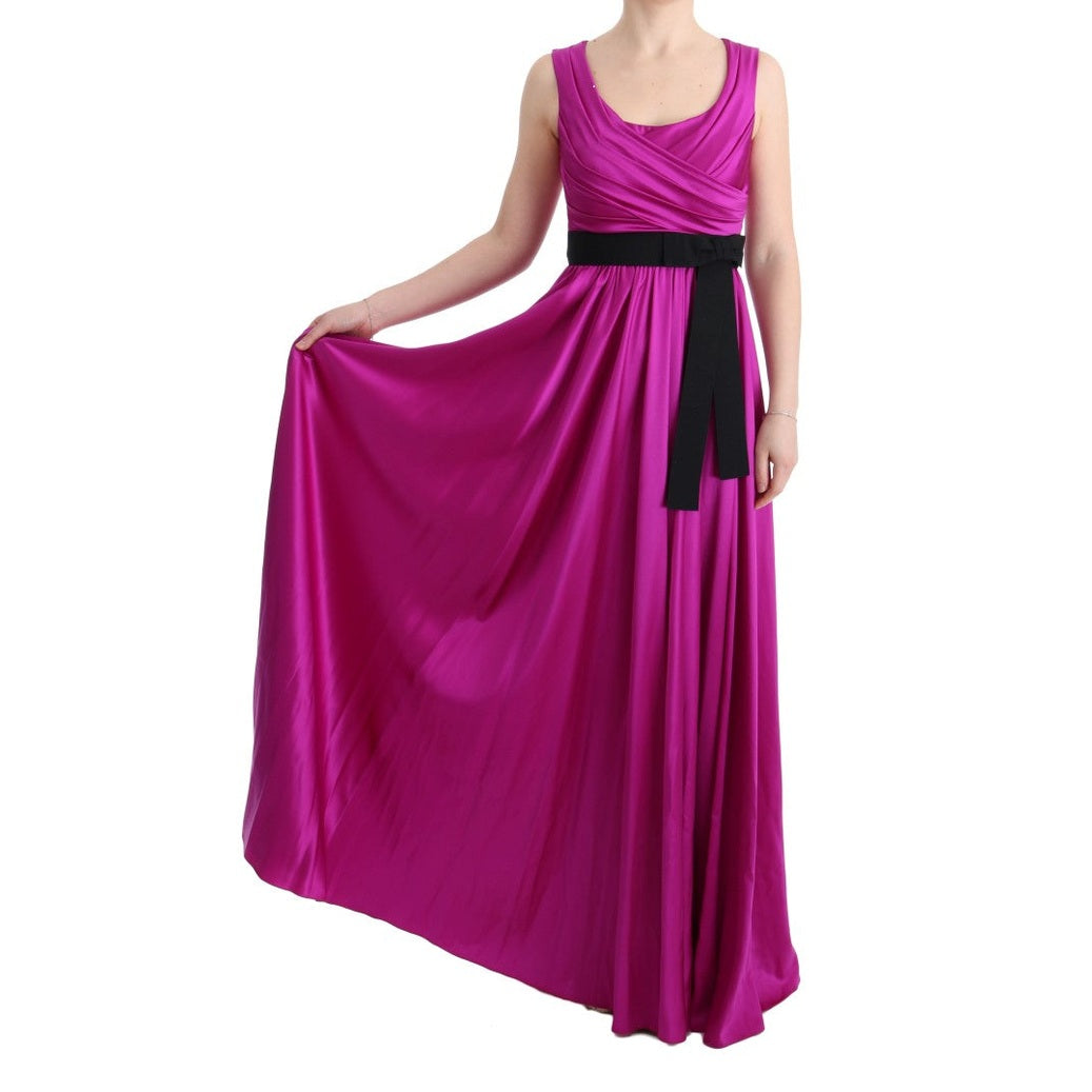 Dolce & Gabbana Pink Silk Stretch Shift Long Dress