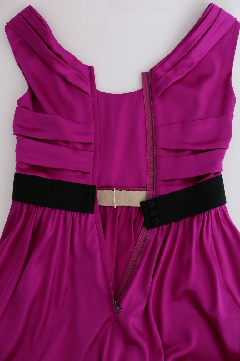 Dolce & Gabbana Pink Silk Stretch Shift Long Dress Dolce & Gabbana