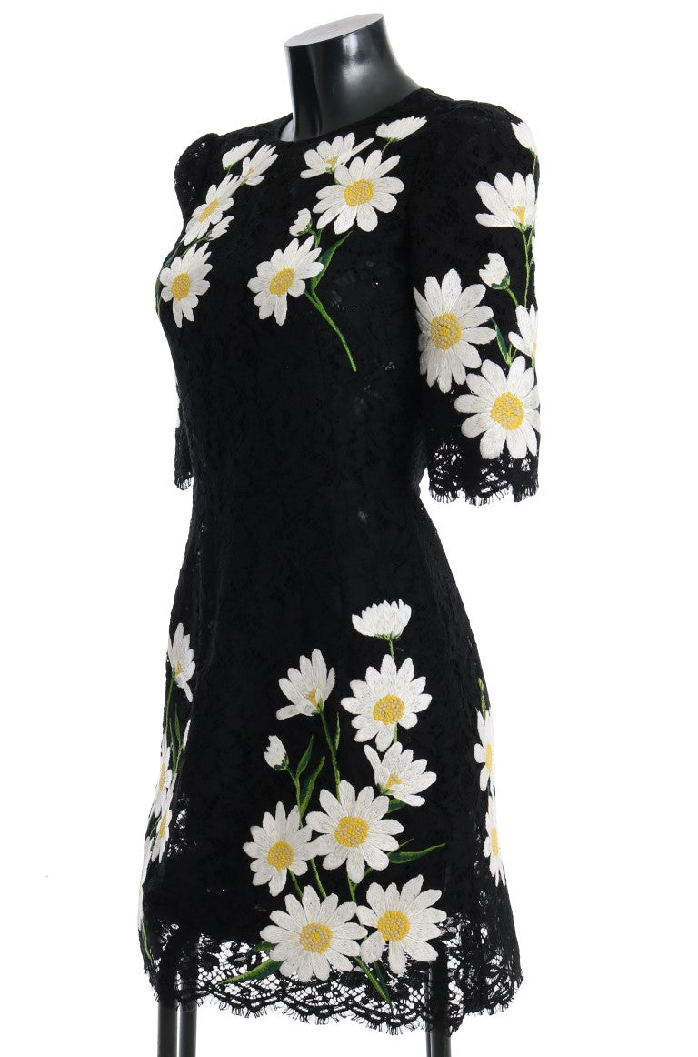 Dolce & Gabbana black floral lace Chamomile Sicily dress with intricate lace details and a feminine silhouette.