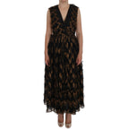 Dolce & Gabbana Black Silk Brown Fringes A-Line Dress