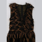 Dolce & Gabbana Black Silk Brown Fringes A-Line Dress