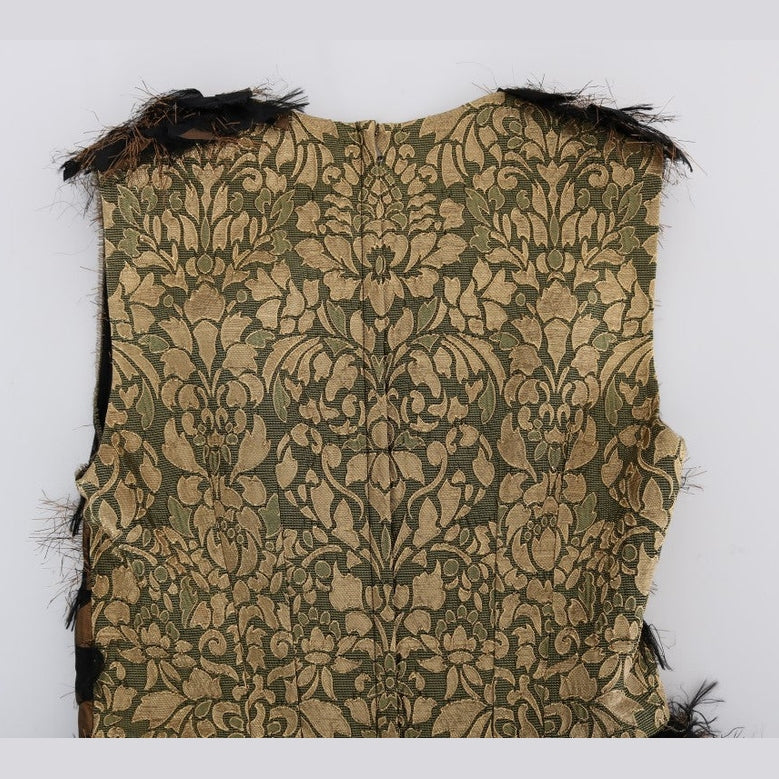 Dolce & Gabbana Black Silk Brown Fringes A-Line Dress