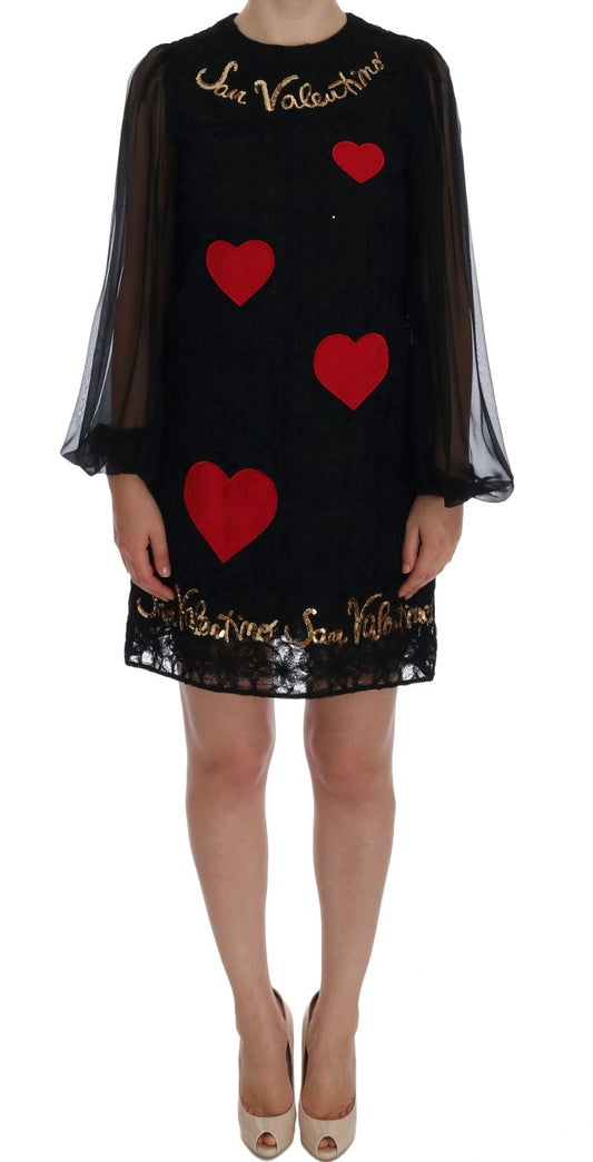 Dolce & Gabbana Black San Valentino Sequined Shift Dress Dolce & Gabbana