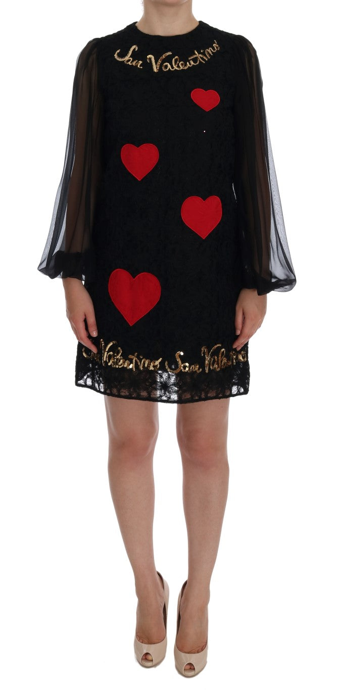 Dolce & Gabbana Black San Valentino Sequined Shift Dress Dolce & Gabbana