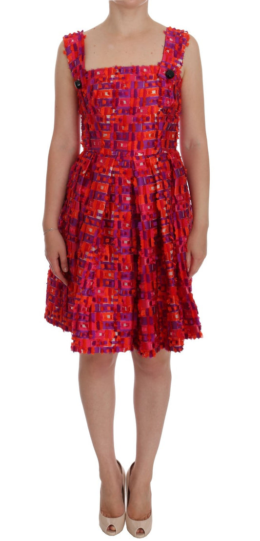 Dolce & Gabbana Pink Patterned A-line Above Knees Dress Dolce & Gabbana