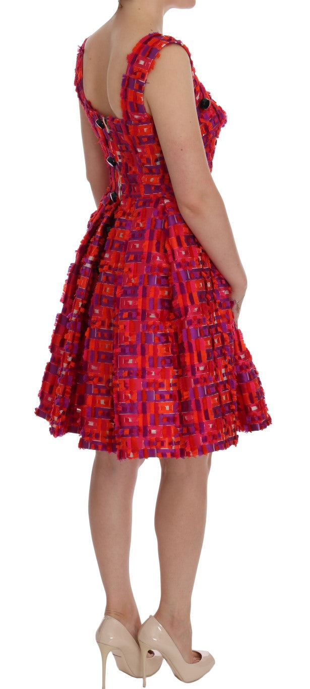 Dolce & Gabbana Pink Patterned A-line Above Knees Dress Dolce & Gabbana