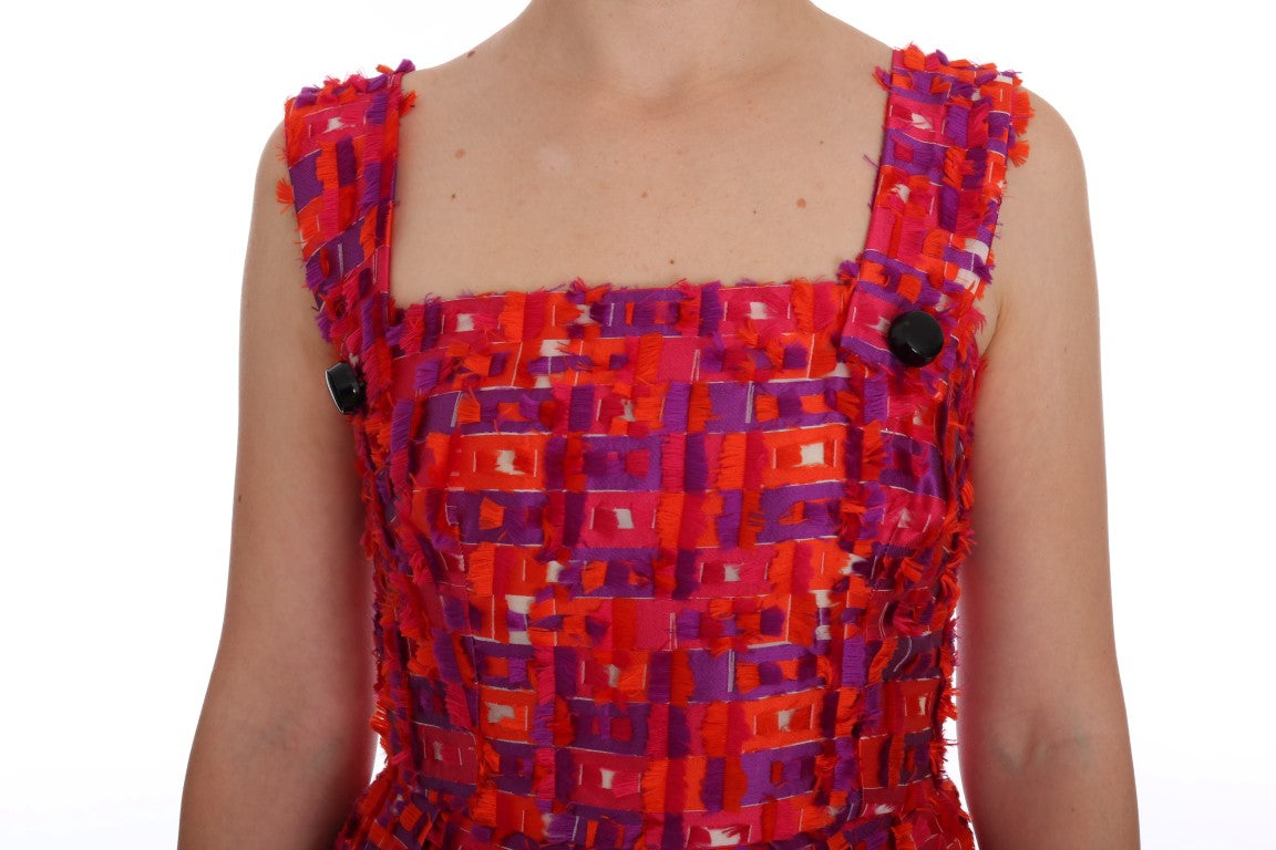 Dolce & Gabbana Pink Patterned A-line Above Knees Dress Dolce & Gabbana