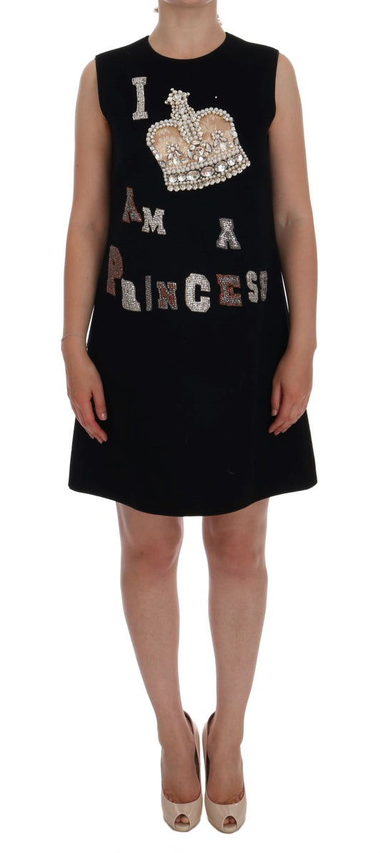 Dolce & Gabbana Black I AM A PRINCESS Crystal Shift Dress Dolce & Gabbana