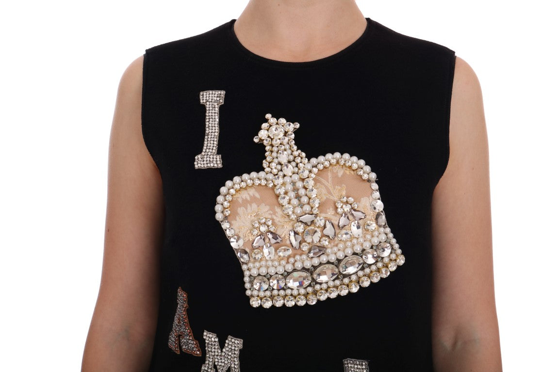 Dolce & Gabbana Black I AM A PRINCESS Crystal Shift Dress Dolce & Gabbana