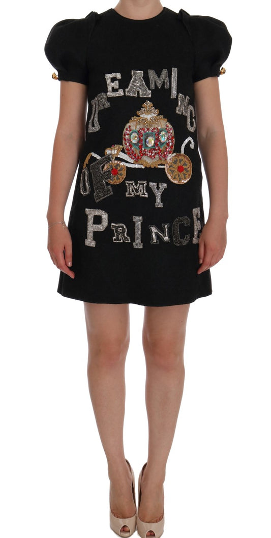 Dolce & Gabbana Gray Crystal "Dreaming of My Prince" Dress Dolce & Gabbana