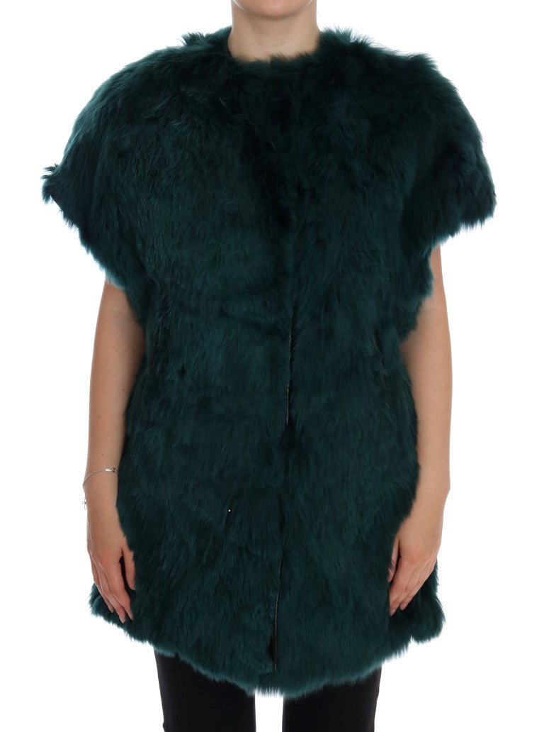 Dolce & Gabbana Green Alpaca Fur Vest Sleeveless Jacket Dolce & Gabbana