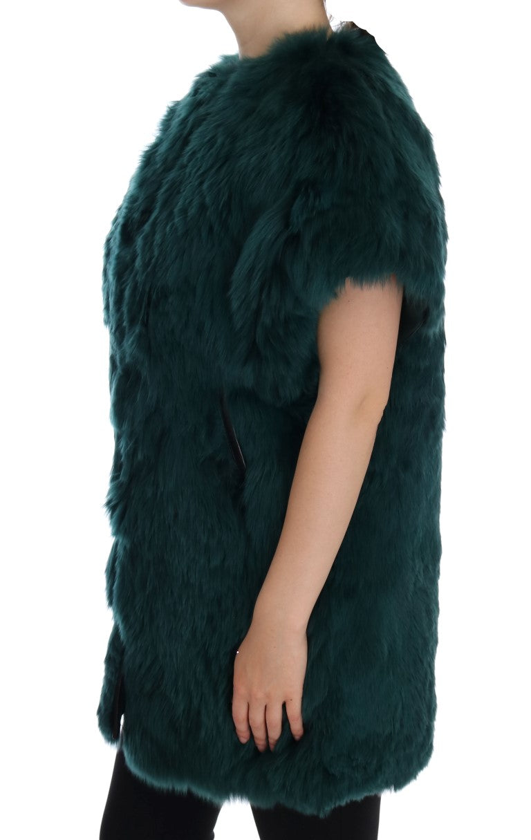 Dolce & Gabbana Green Alpaca Fur Vest Sleeveless Jacket Dolce & Gabbana