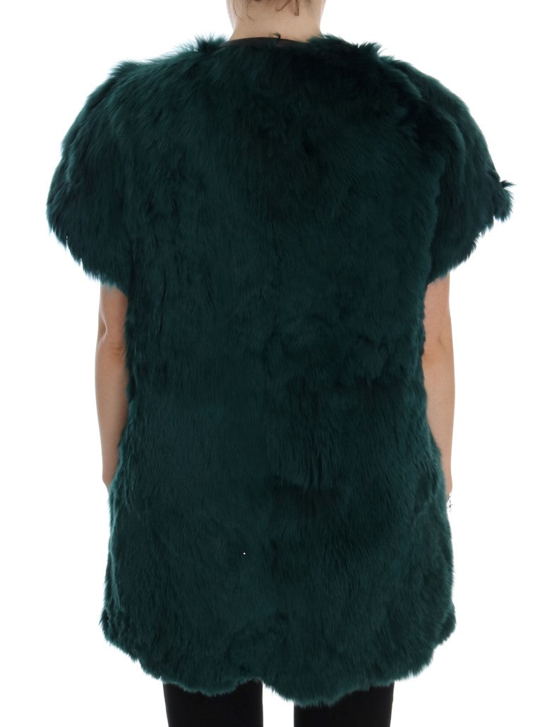 Dolce & Gabbana Green Alpaca Fur Vest Sleeveless Jacket Dolce & Gabbana